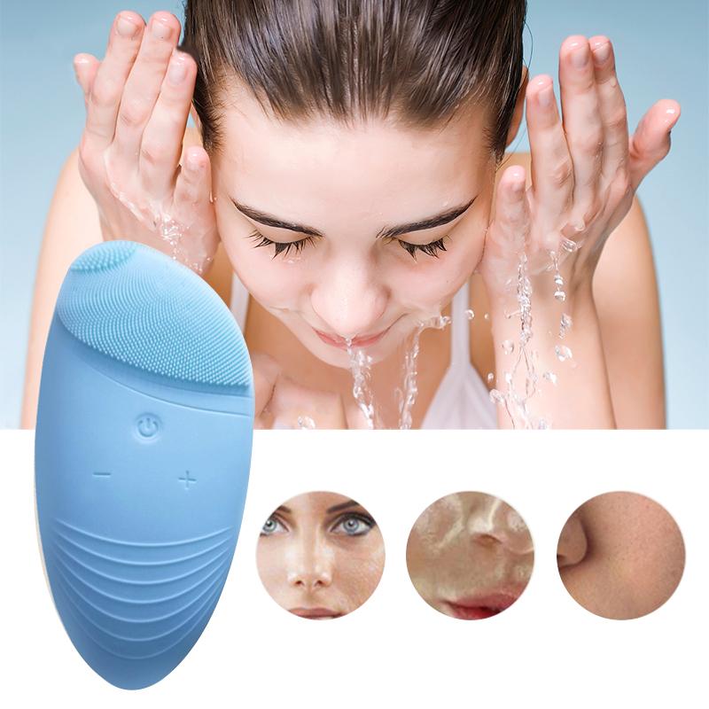 Siêu Âm Silicone Điện Rửa Mặt Bàn Chải Điện Rung Sâu Lỗ Chân Lông Làm Sạch Mụn Đầu Đen Máy Giặt Chăm Sóc Da Mặt Bàn Chải