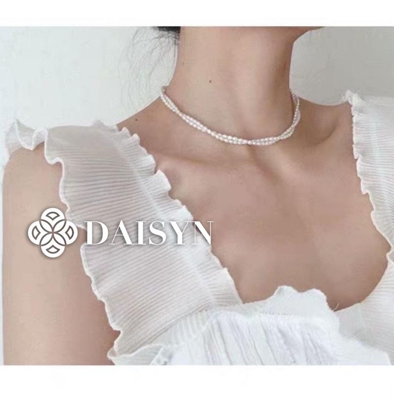 N397 vòng cổ hạt Trai, dây chuyền hạt bẹt dây chuyền choker 2 sợi xoắn kiểu dáng sang trọng cho nữ