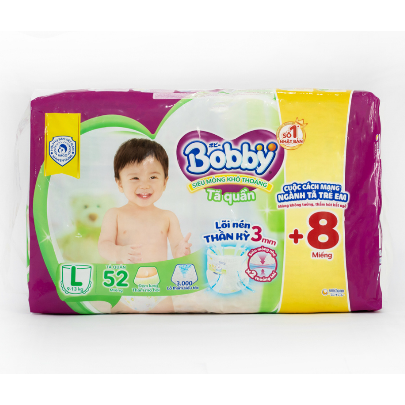 Tã quần Bobby size L 52 miếng (cho bé 9 - 13kg)