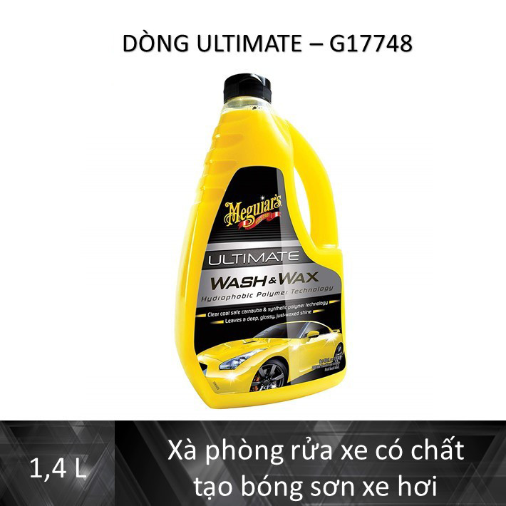 Meguiar's Xà phòng rửa xe có chất tạo bóng dòng cao cấp Ultimate - Wash &amp; Wax, G17748, 1,4L