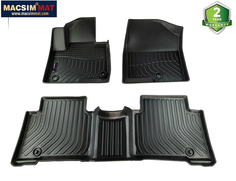 Thảm lót sàn xe ô tô Hyundai Santafe 2013-2018 Nhãn hiệu Macsim chất liệu nhựa TPE cao cấp màu đen