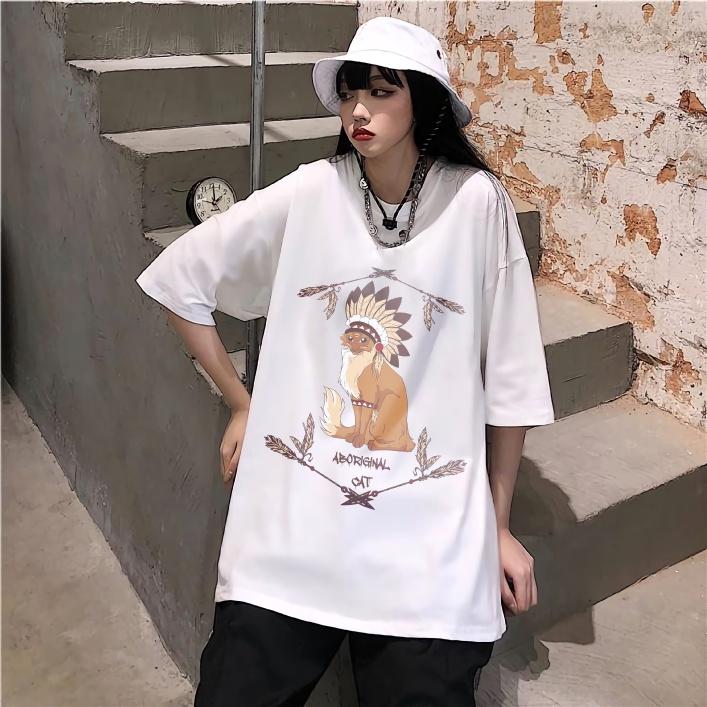 Áo Thun Unisex SUNDAY Moda Mèo thổ dân Trắng Nam Nữ In Hình 100% Cotton - Local Brand Chính Hãng