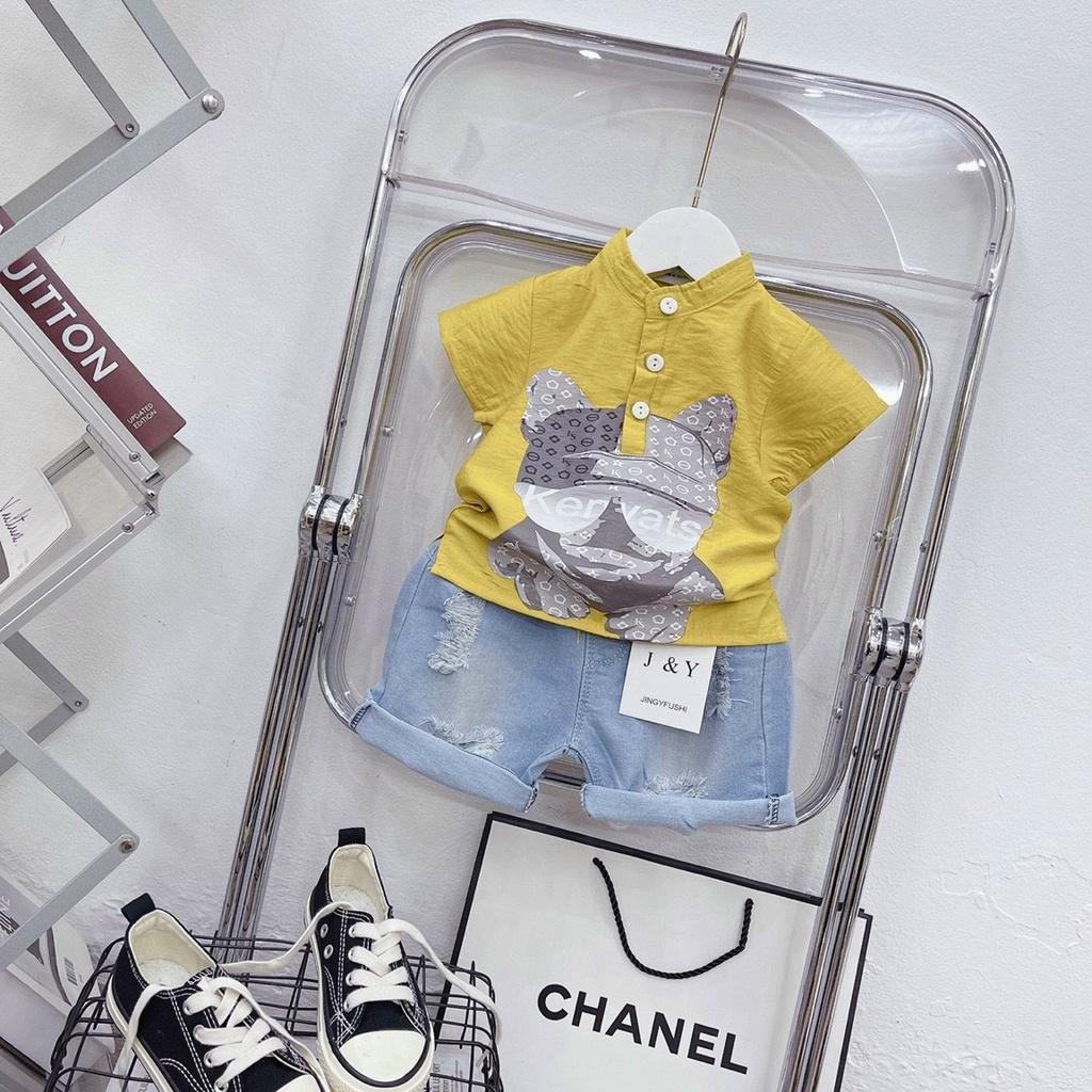 Quần áo bé trai, set quàn jean, quần bò áo đũi siêu mát cho bé từ 10-22kg