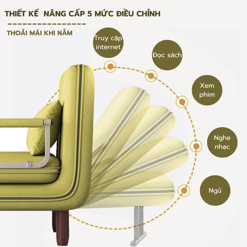 Giường ghế sofa 3 chức năng có thể ngả đầu, nệm dày êm ái, dễ dàng sử dụng chính hãng Nikita