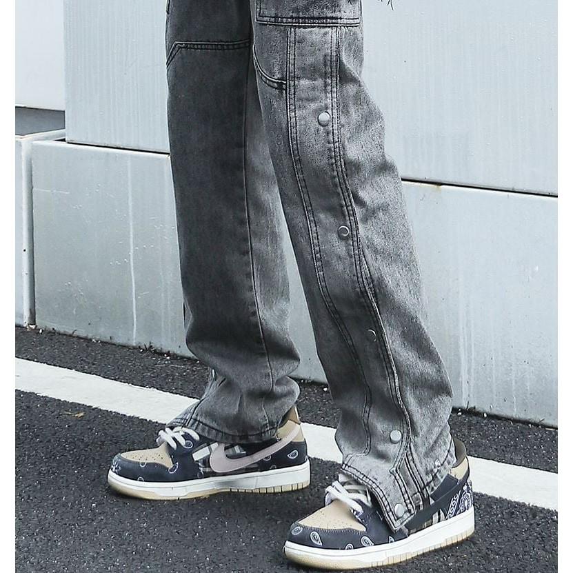 Quần snap cargo jeansblue nam, quần snap pants jeans plv streetwear