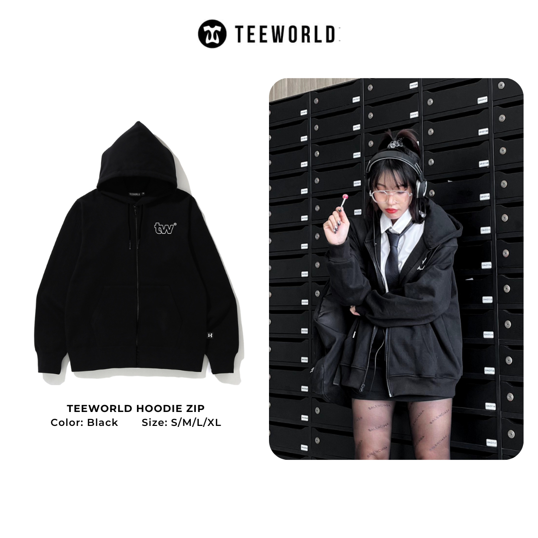 Áo Hoodie Zip Teeworld cao cấp fom Rộng Thời Trang Unisex Nam Nữ