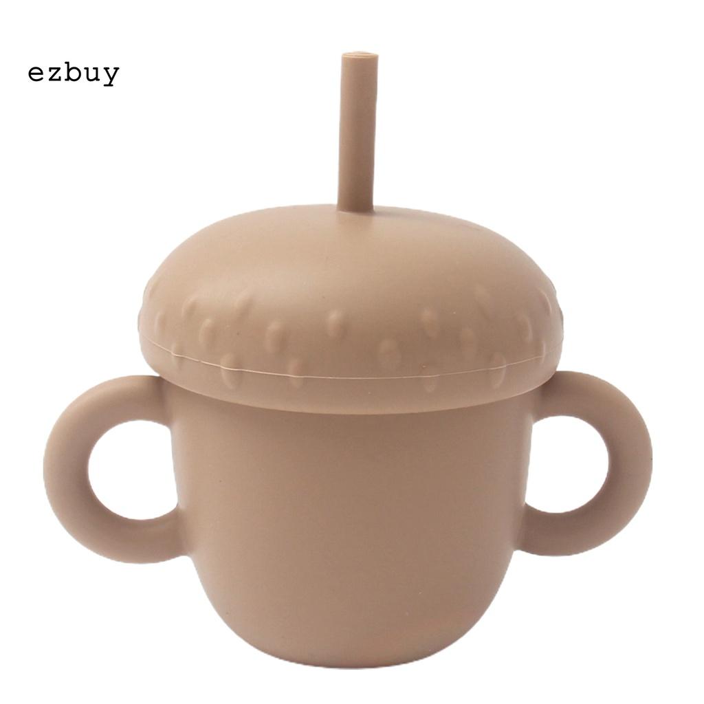 Bình Sữa Silicone Có Tay Cầm Và Ống Hút Tiện Dụng Cho Bé Sơ Sinh
