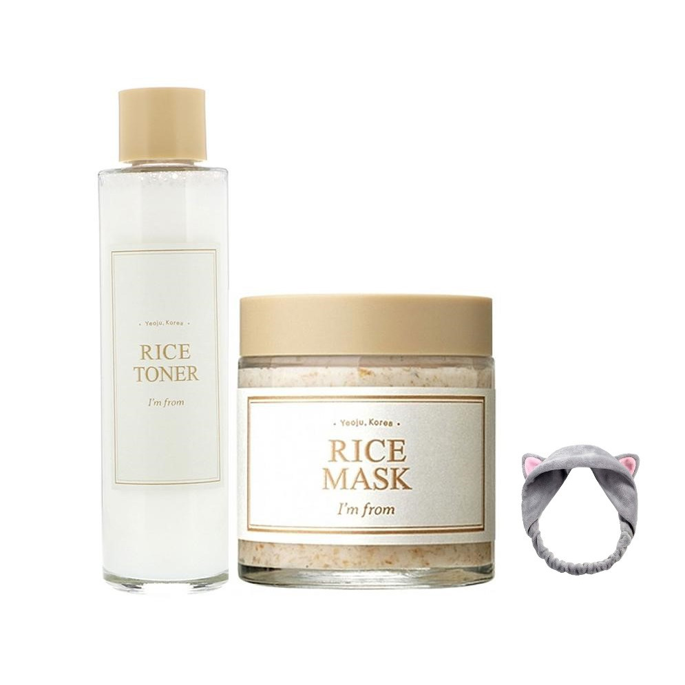 Combo Dưỡng Trắng Da từ Gạo I'm From Rice  + Tặng kèm 1 băng đô tai mèo xinh xắn