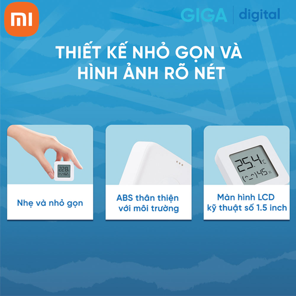 Nhiệt ẩm kế Xiaomi Mijia gen 2 (Mi Temperature and Humidity Monitor 2) - NUN4126GL - Bluetooth - Hàng Chính hãng