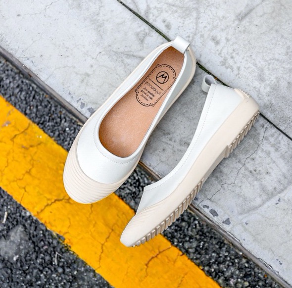 Giày Slip on da cao cấp siêu mềm màu trắng