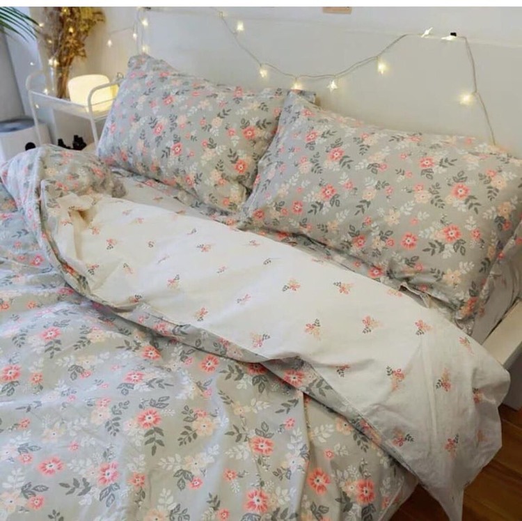 Bộ chăn ga gối cotton LIDACO PL1 - Hoa Vintage - TẶNG VỎ GỐI ÔM
