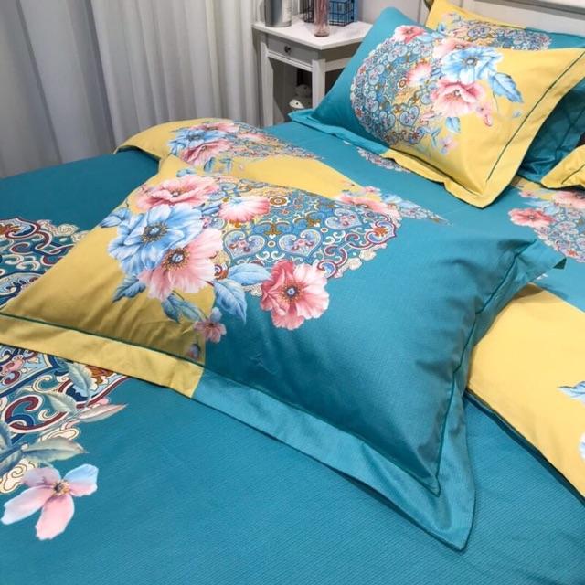 Set Côtton Living Hàng Nhập Khẩu Cao Cấp 4 Món Mẫu Mới Nhất 2020 Hoa Khung