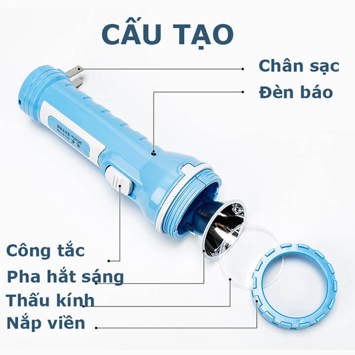 Đèn pin cầm tay siêu sáng 2 chế độ, pin trâu, đèn pin Led cầm tay chiếu xa cho gia đình - SS6108