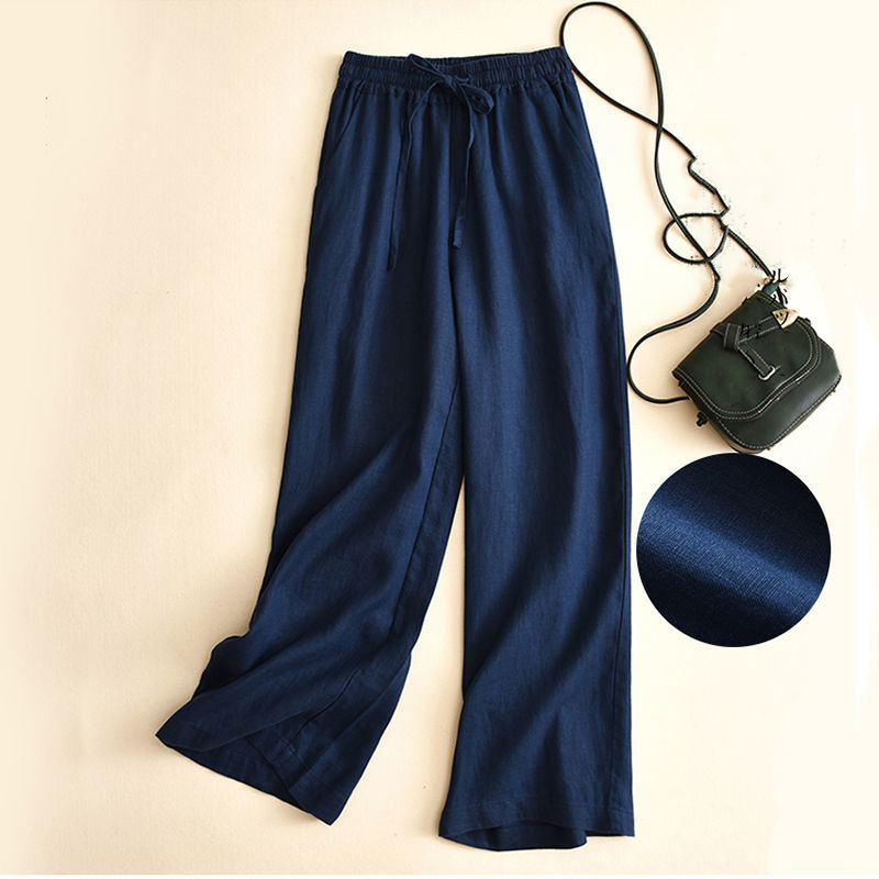 Quần Linen Nữ Ống Rộng Cạp Chun 2 Túi Sườn Q004