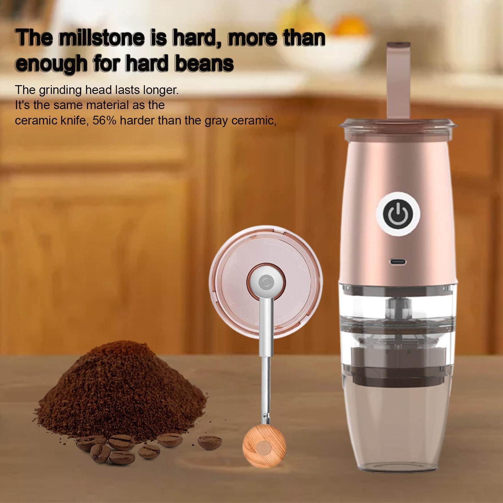 Coffee Bean Grinder Portable Rechargeable Small with Brush Mixer for