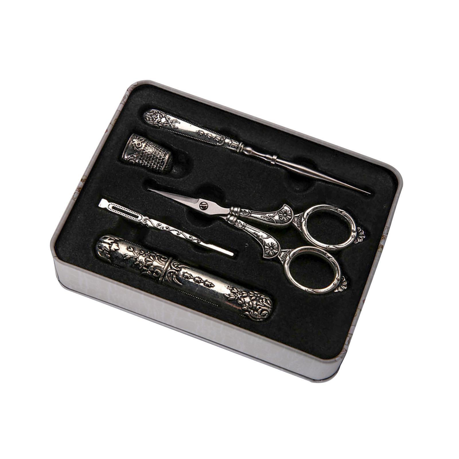 Embroidery Scissors  European Style Sewing Scissors Portable Metal Lightweight Awl Threader Antique Style Sewing Tools for Craft Supplies