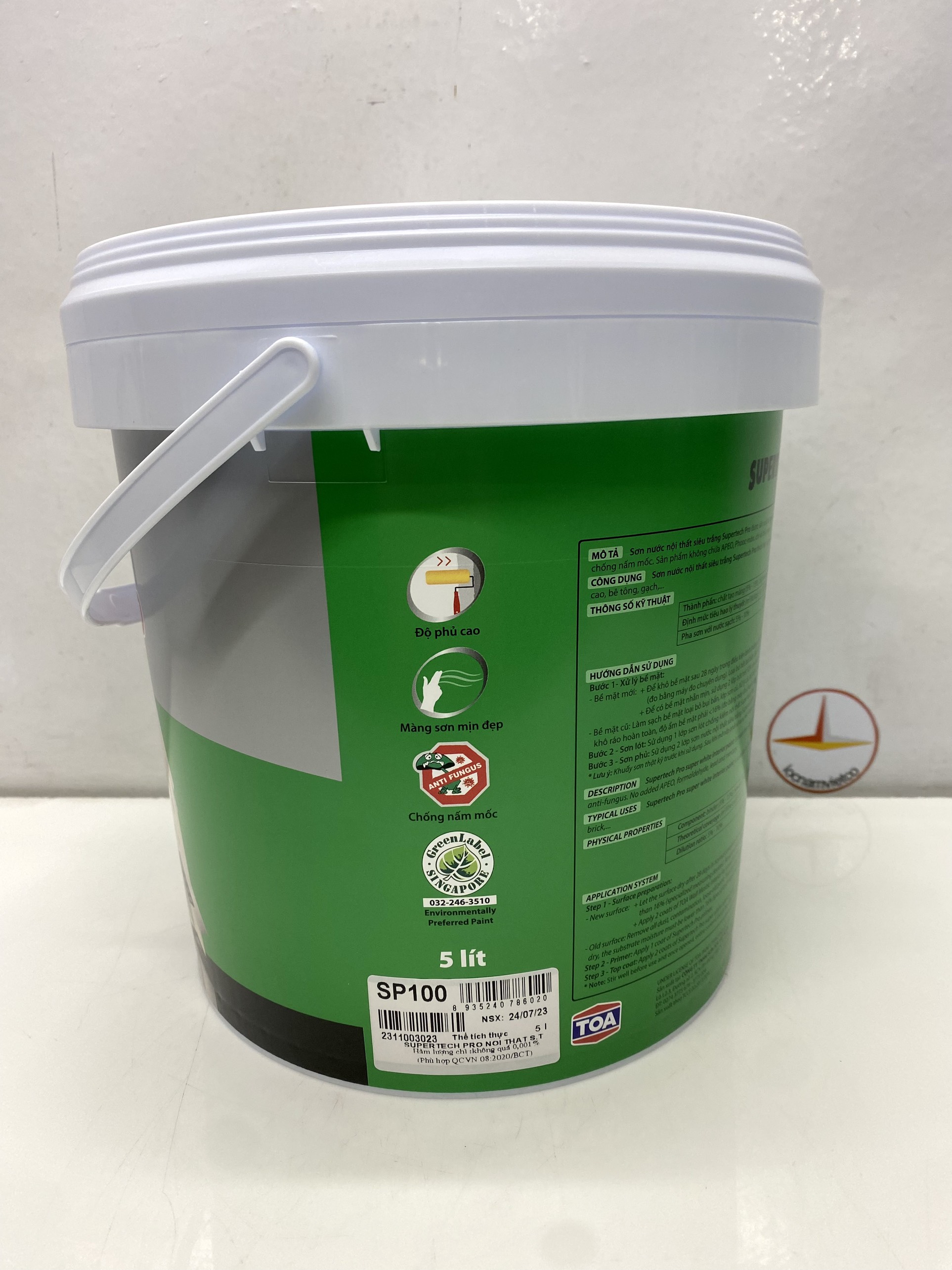 Sơn Nước Toa Supertech nội thất siêu trắng _5L
