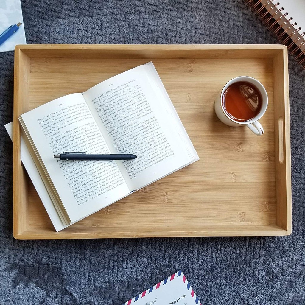 Khay gỗ Tre chữ nhật có tay cầm, Nhiều Kích thước , Cứng cáp