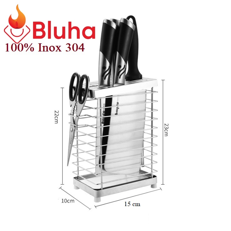 Kệ Để Dao Kéo Nhà Bếp Đa Năng Inox 304 Cao Cấp Kèm Khay Hứng Nước Tiện Lợi - Mẫu Chữ Nhật