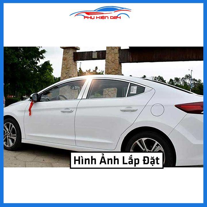 Bộ nẹp viền chân kính cong kính Hyundai Elantra 2016-2019 Inox sáng bóng chuẩn form xe