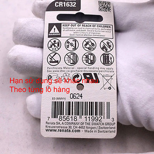 Pin Đồng Hồ Lithium 3V Mã CR1632 Chính Hãng Thụy Sỹ - Vỉ 1 Viên