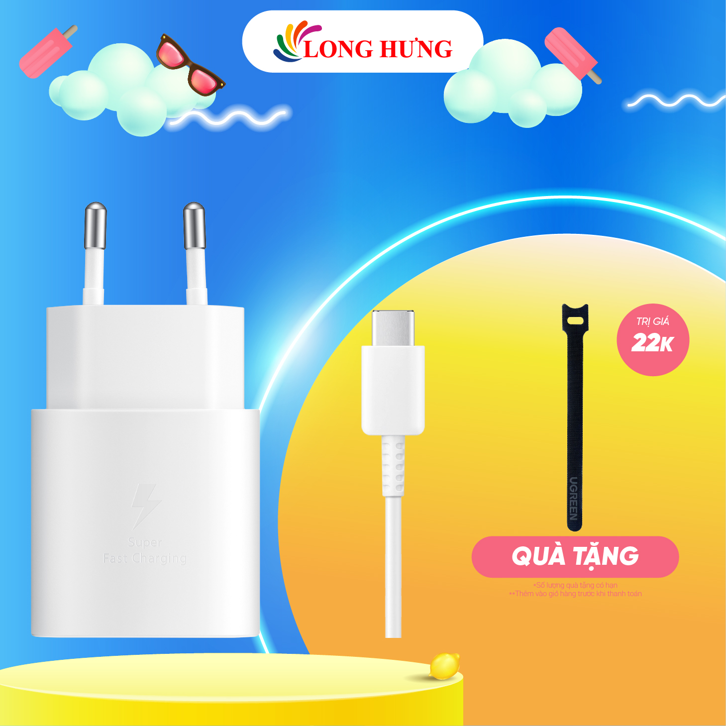 Combo cốc sạc Samsung Travel Adapter PD25W 1Type-C + Cáp USB Type-C to Type-C 1m EP-TA800X - Hàng chính hãng