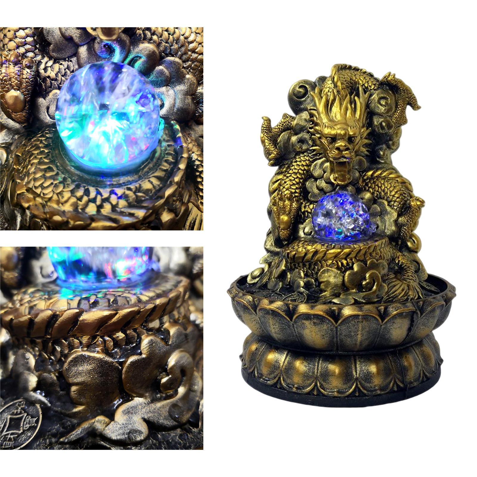 Desktop Water Fountain Feng Shui Waterfall Statue Ornament With Rolling Ball