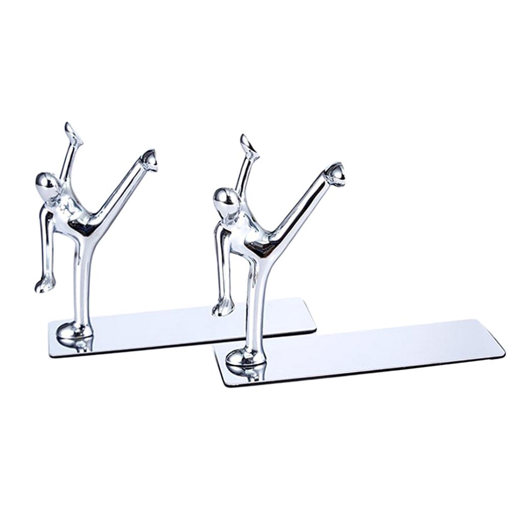 Pair Non-skid Man Bookends Book Holder Stands for Home Office School Decoration