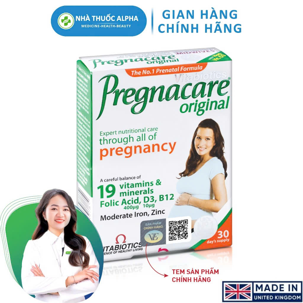 Viên Uống Pregnacare Original Vitabiotics - Vitamin tổng hợp cho bà bầu &amp; mẹ sau sinh (2 vỉ x 15 viên)