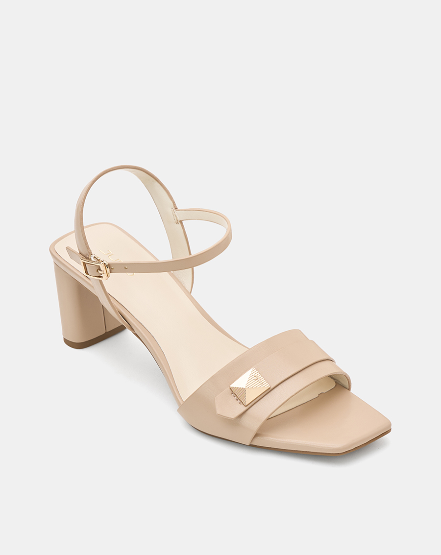Giày Sandal Nữ 7cm Thời Trang JUNO Gót Trụ Quai Ngang Phối Khóa SD07100