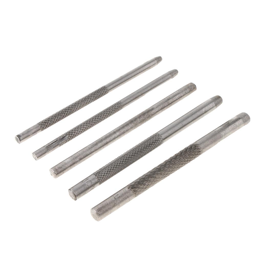 5 Pieces Leather Tool Puncher Hole Craft Set Metal Hollow Steel Puncher Belt