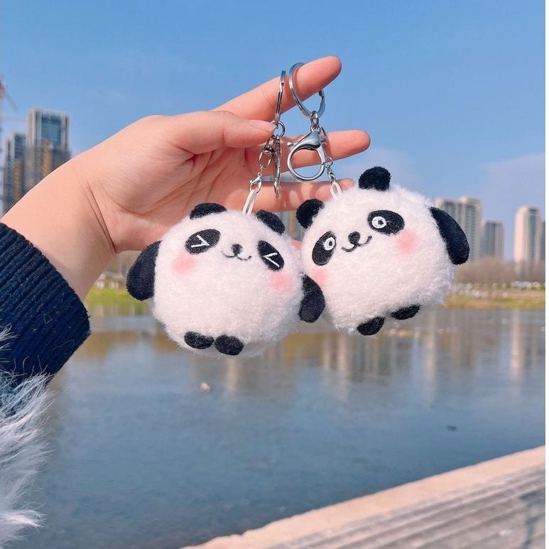 Móc khóa thú bông Panda Dun Dun gấu trúc dễ thương 2 biểu cảm kích thước 5cm