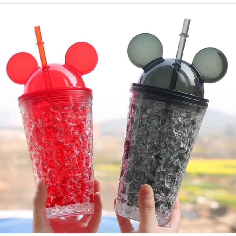 CỐC NƯỚC MICKEY MÀU LOANG SANG TRỌNG KÈM ỐNG HÚT