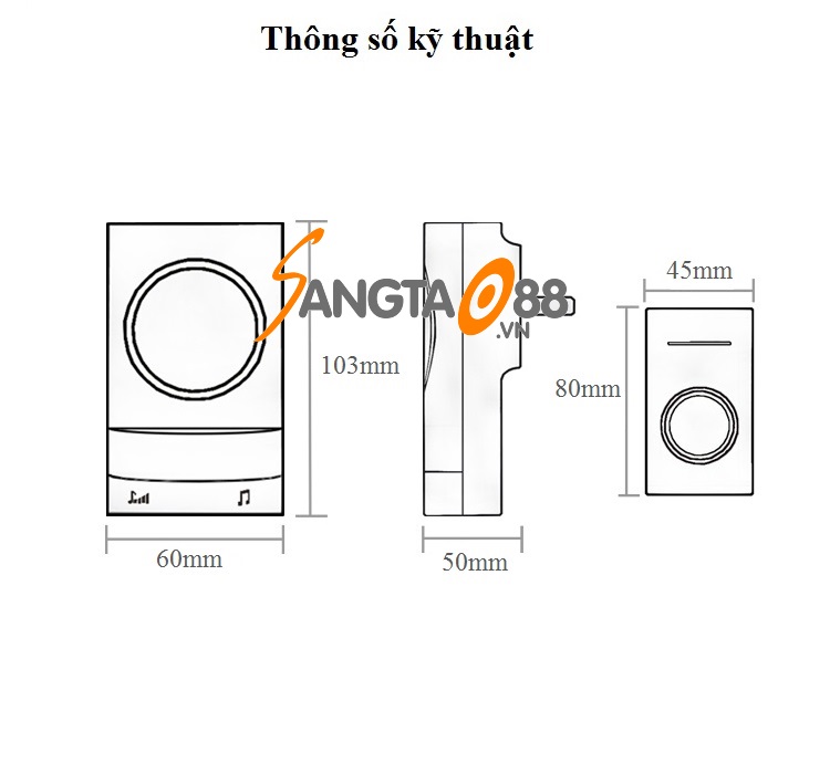 Chuông cửa không dây hiên thị nhiệt độ thông minh P189-WW (Tặng đèn 4 led dán tủ, dán tường)