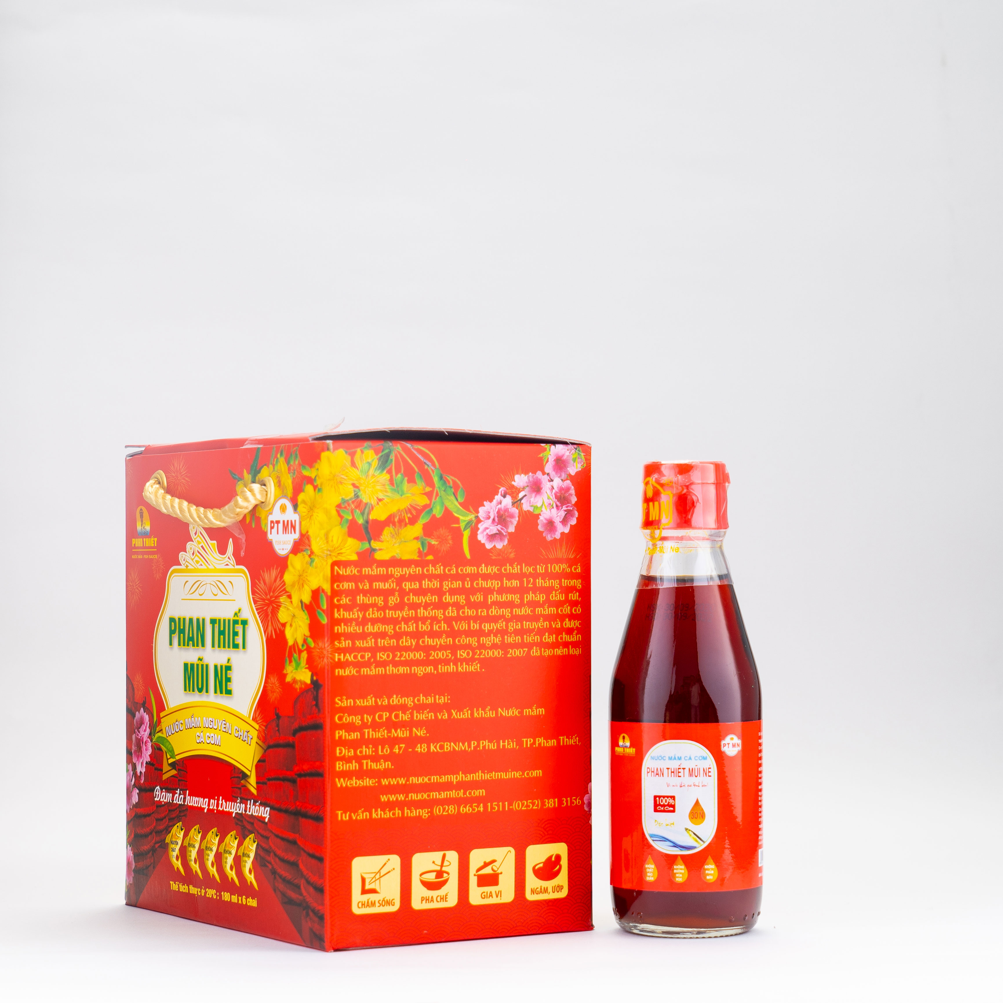 Hộp 6 chai 30 Đạm x180ml Nước Mắm Truyền Thống Phan Thiết Mũi Né 30N ( 30 độ Đạm )