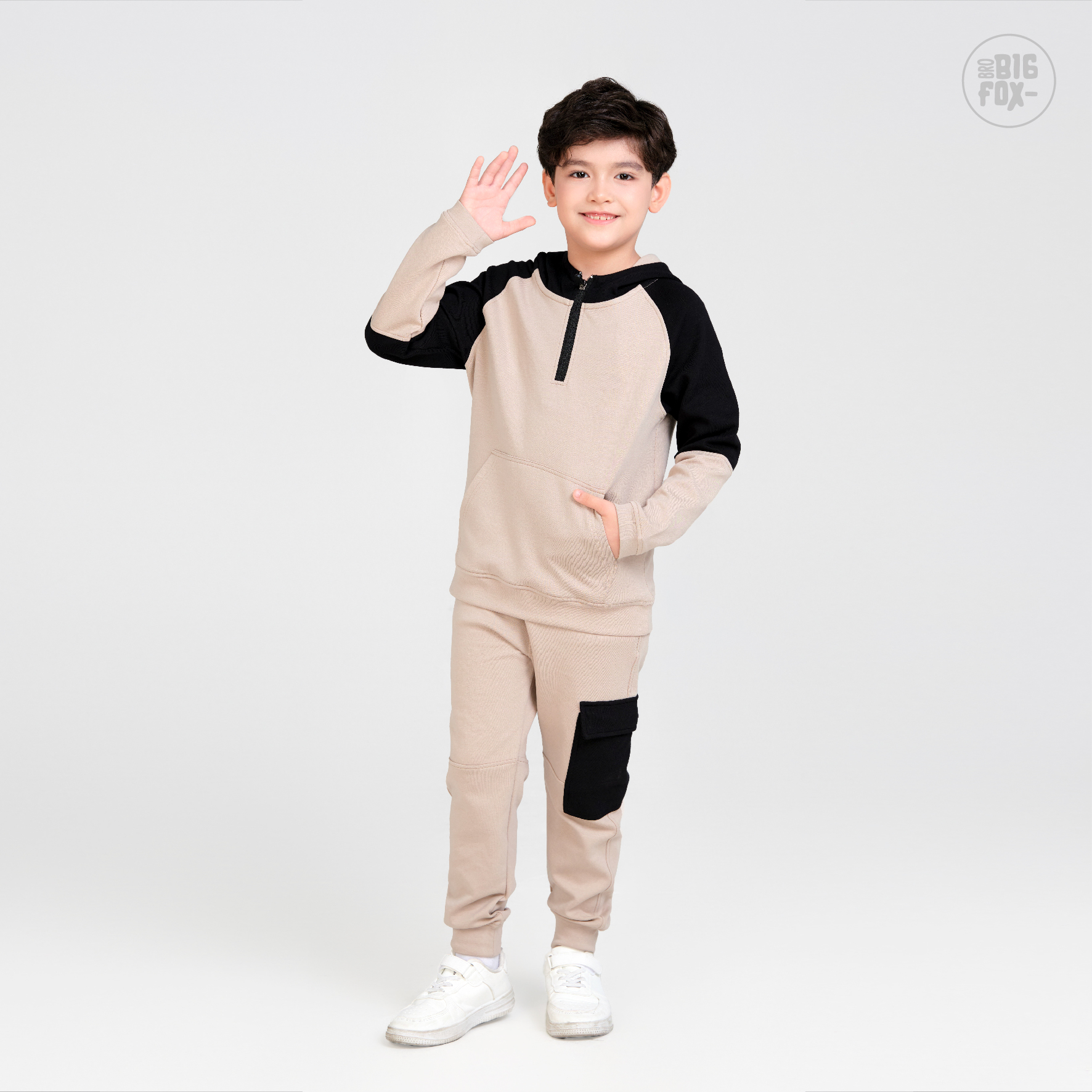 Bộ đồ thu đông cho bé trai size đại Bigfox Miss Meow áo hoodie có mũ quần jogger túi hộp 8-15 tuổi