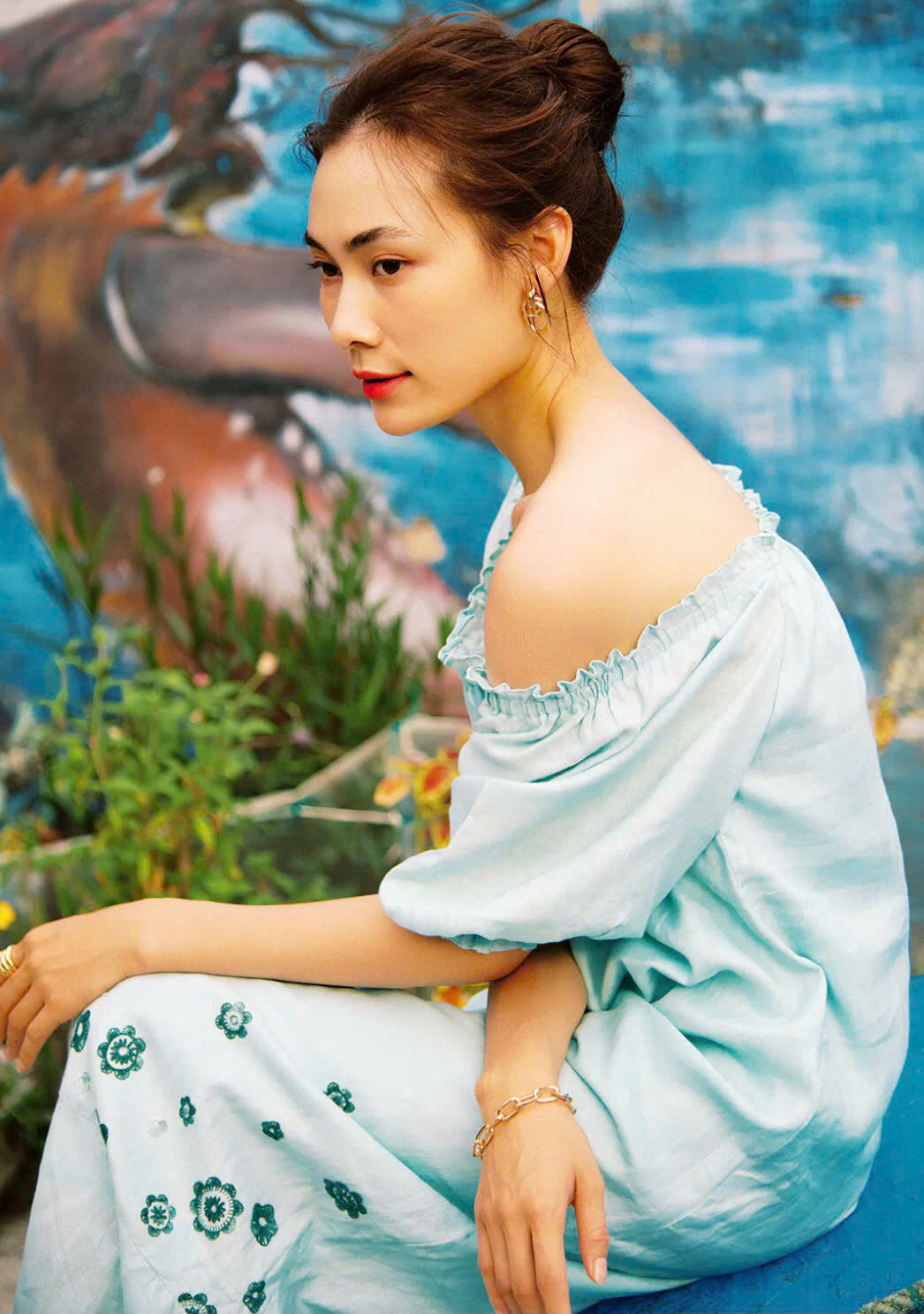 Đầm Midi Linen Thêu Tay Hạ Vy Dre210 thời trang thiết kế Hity