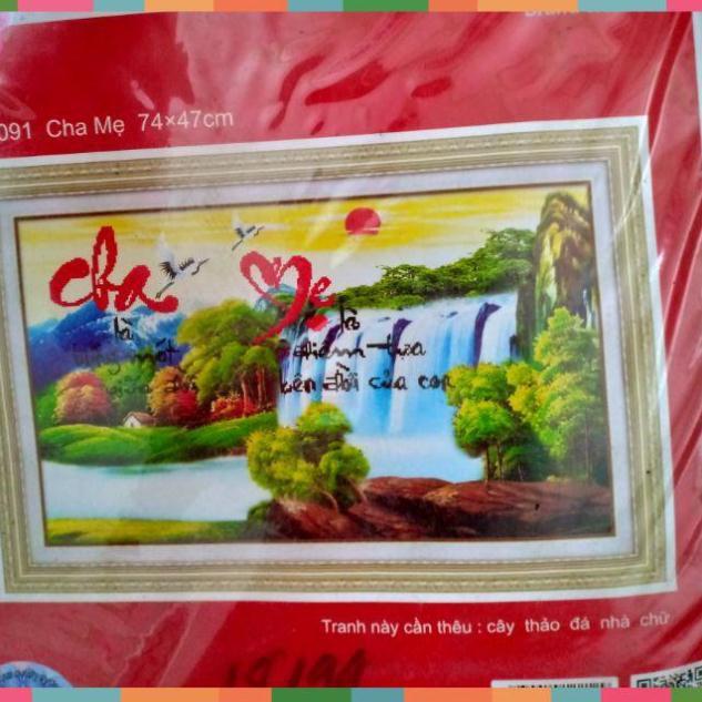 Tranh thêu chữ thập Cha mẹ KT 74*47cm