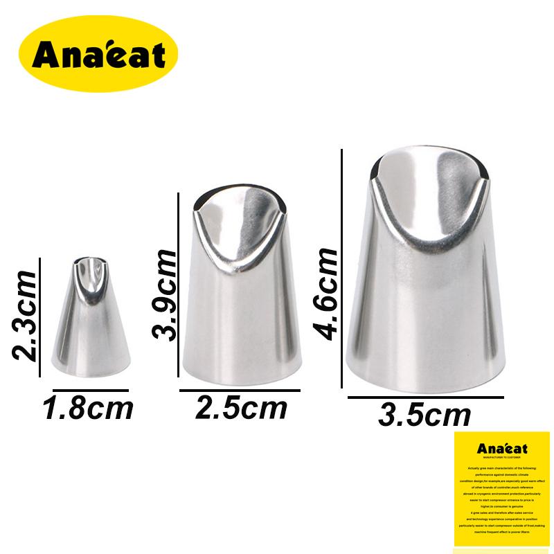 Bộ 3 Đầu Bắt Kem ANAEAT Bằng Thép Không Gỉ Tiện Dụng Trang Trí Bánh Kem Làm Bếp