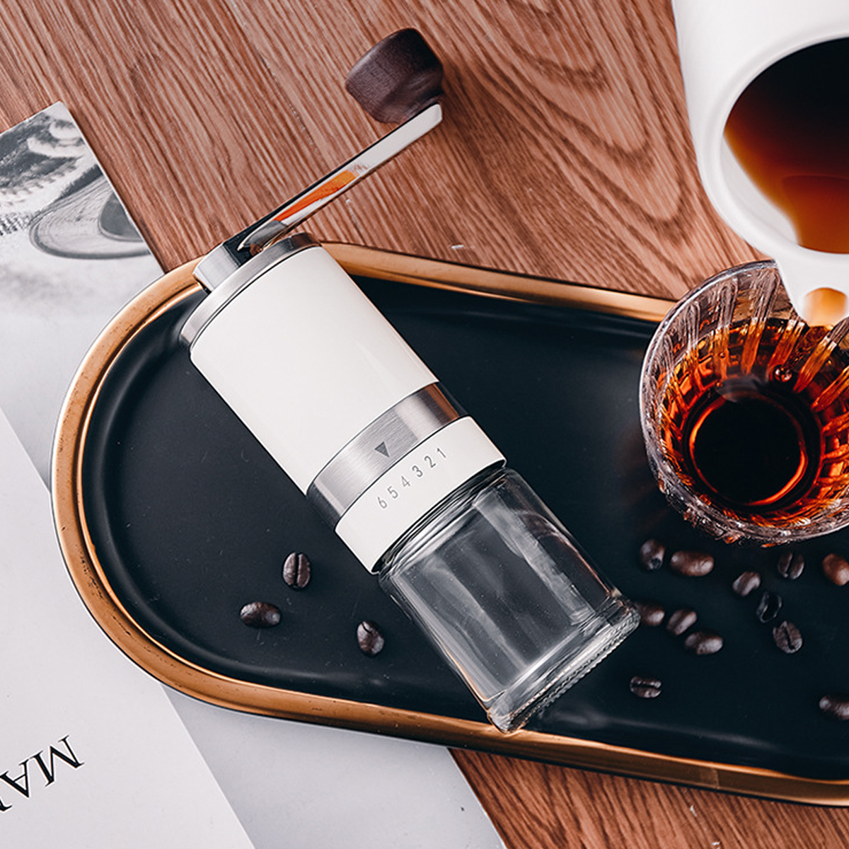Máy xay cà phê mini cầm tay cao cấp | Cối xay hạt cafe bằng tay với lõi nghiền bằng gốm cao cấp bền bỉ | Dụng cụ xay cafe cầm tay