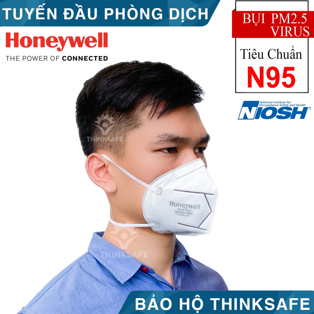 Khẩu trang lọc bụi Honeywell H910 Plus N95 - Khẩu trang 3D đạt tiêu chuẩn Niosh N95 chống bụi phòng độc - Khẩu trang phòng dịch dây đeo qua gáy