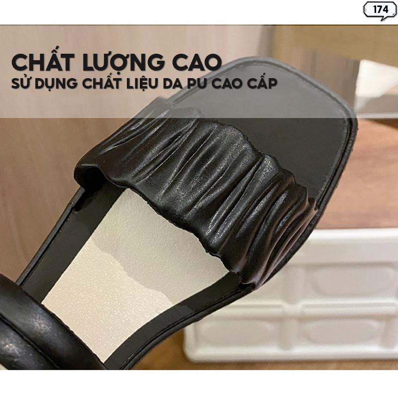 Dép Nữ Quai Ngang Pu Đế 5cm Có Bèo Nhún Độc Đáo Thời Trang Nhiều Màu 174