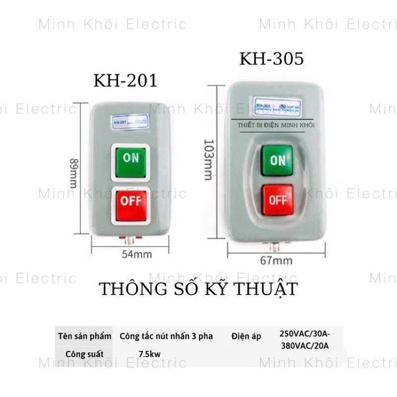 Công Tắc On Off Koino KH-201 và KH-305, công tắc điện ba pha on off, bấm dính 3 pha, hộp nút ấn giữ, nhấn giữ