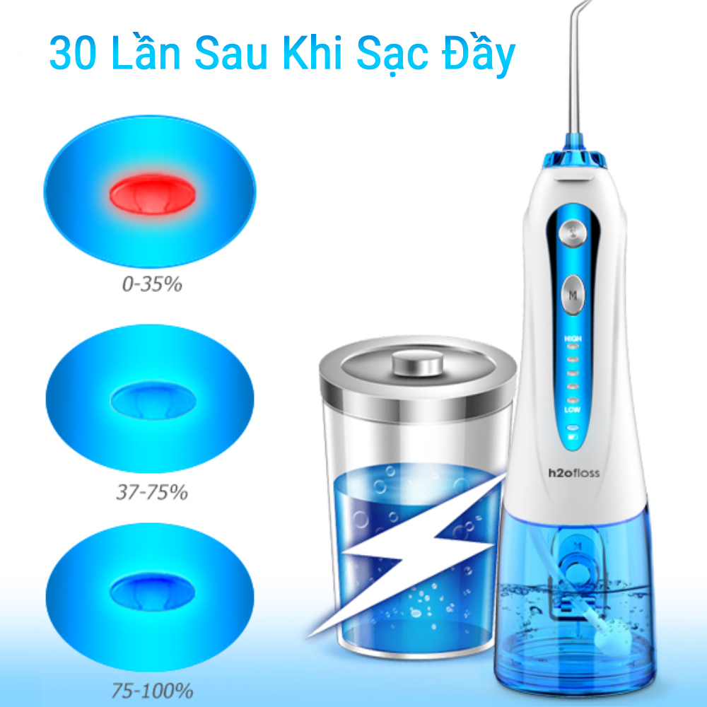 Máy Tăm Nước Cầm Tay H2OFloss HF-9P Làm Sạch Răng - Hàng Chính Hãng