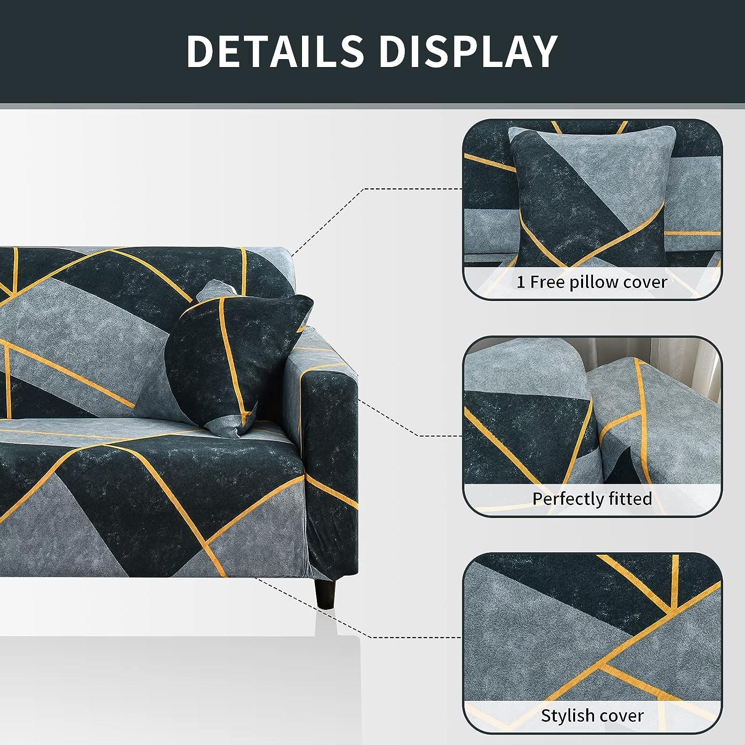 Bọc ghế sofa 2~3 chỗ có tay vịn Bọc ghế sofa co giãn Bọc ghế sofa đàn hồi Bọc ghế sofa phổ thông Tấm bảo vệ ghế sofa với 1 tấm đệm