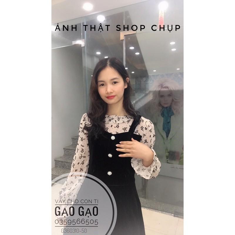 Váy nhung phối voan hoa sang chảnh KÈM ẢNH THẬT