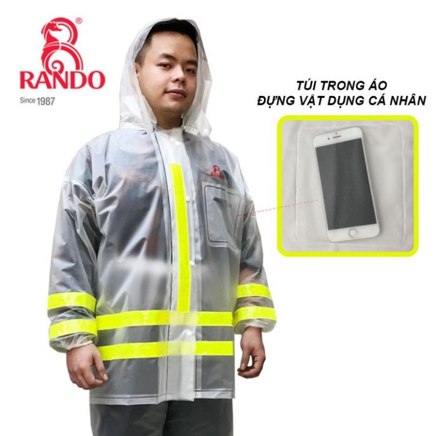 BỘ QUẦN ÁO ĐI MƯA Trong Suốt Cao Cấp Phản Quang RANDO Chính Hãng, Thời Trang Không Thấm Nước Dành Cho Đi Phượt