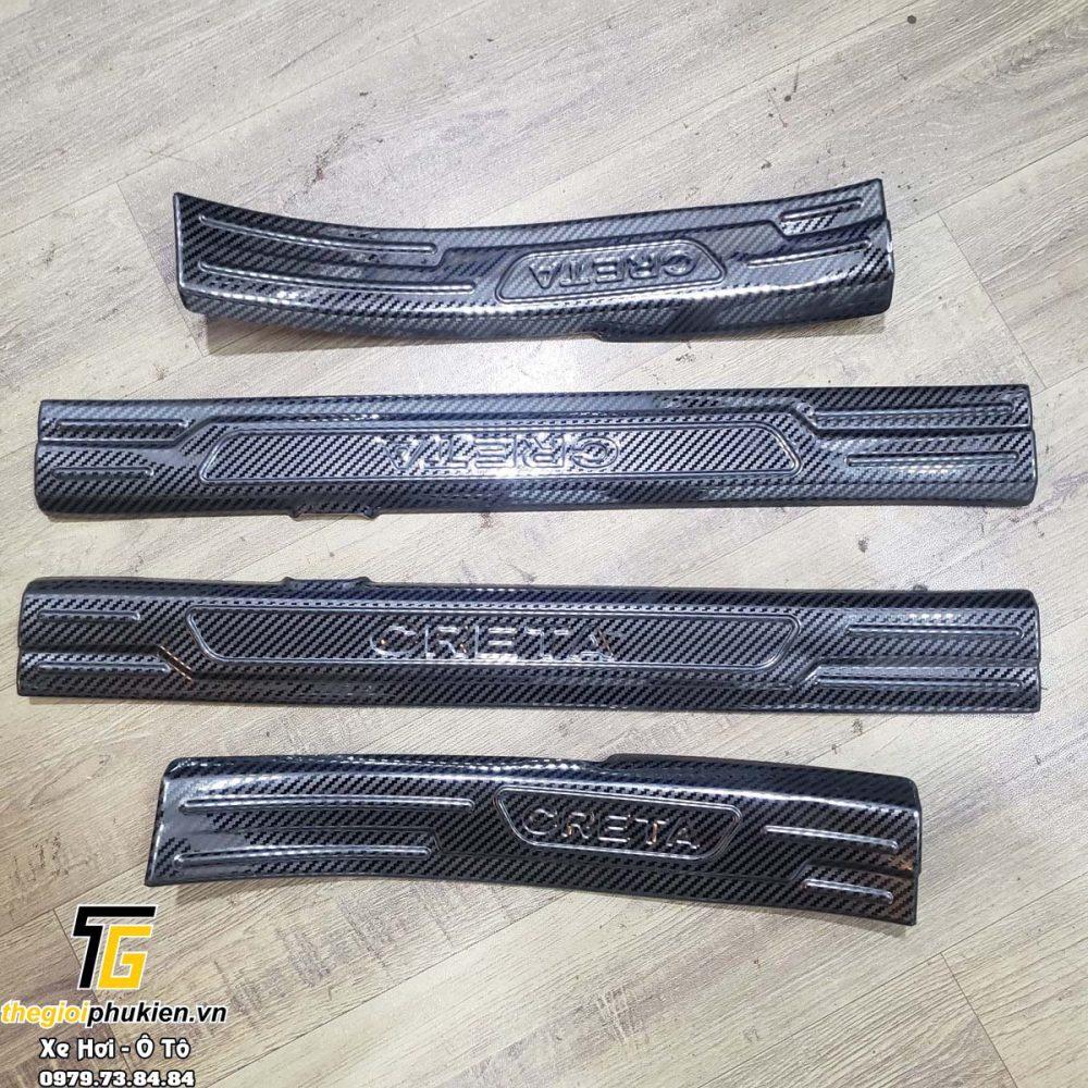 Bộ Ốp bậc cửa, Nẹp bước chân carbon, cacbon Hyundai Creta