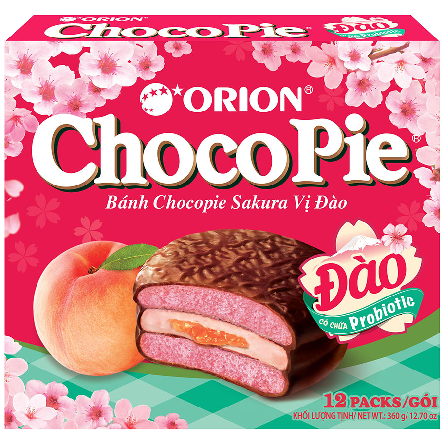 BÁNH TẾT ORION - BÁNH CHOCOPIE SAKURA VỊ ĐÀO 372G