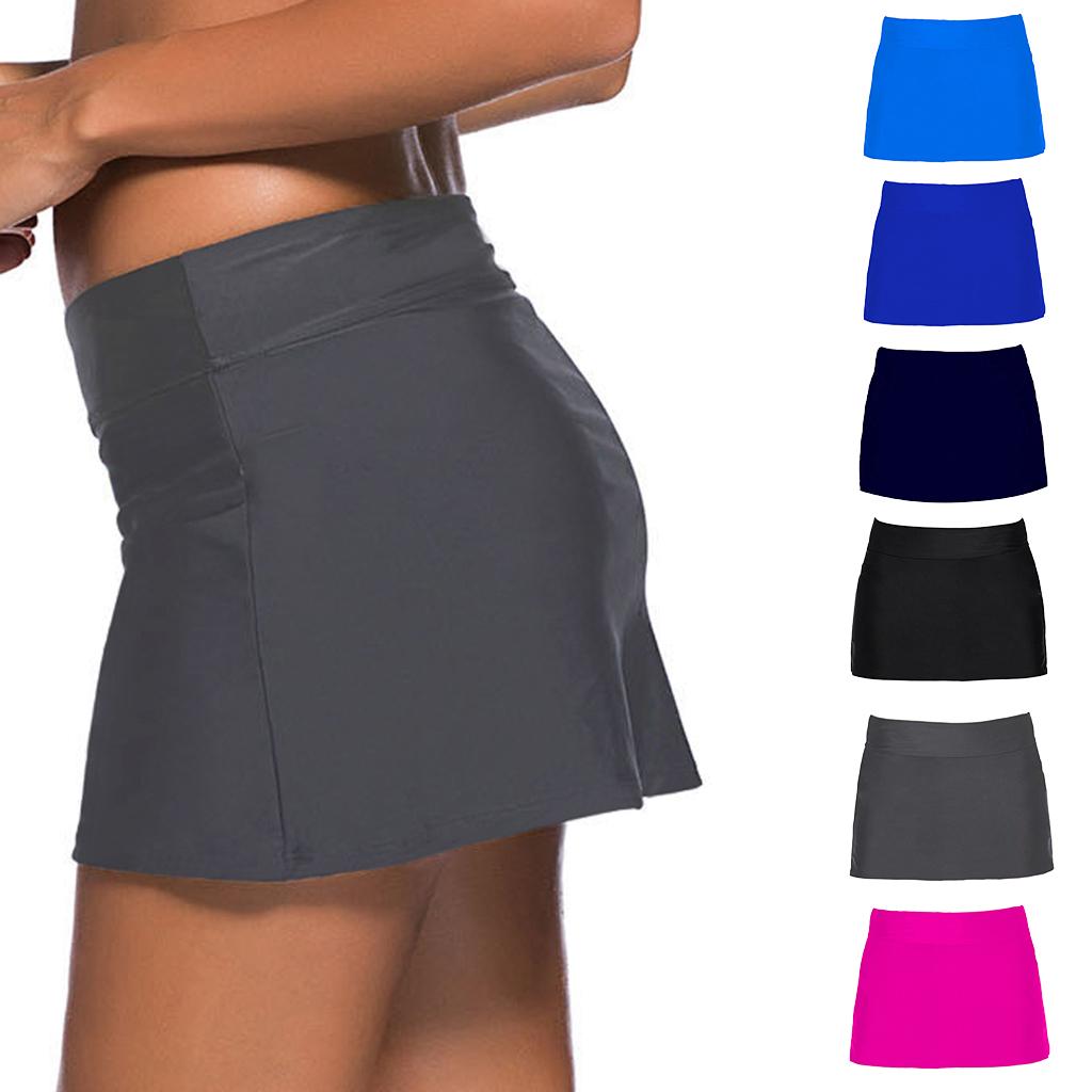 Women's Solid Color Skirted Bikini Bottom Skort Swimsuit Bottom Beachwear Plus Size